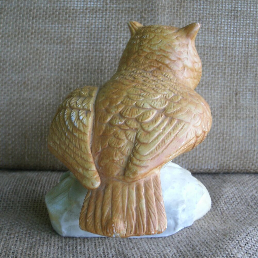Vintage Homco Owl on Log Porcelain Figurine - Picture 5 of 16